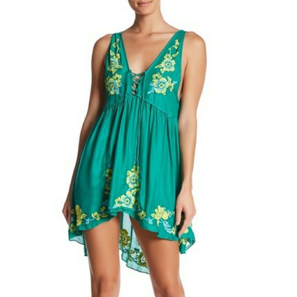 Free People NWT Aida Embroidered Slip Dress