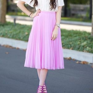 Bright purple/pink pleated midi skirt Asos