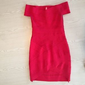 Bodycon Fitted Flattering Red Stretch Dress