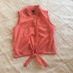 Red & White Gingham Crop Top