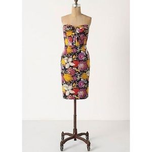 Anthropologie Strapless Floral Cocktail Dress