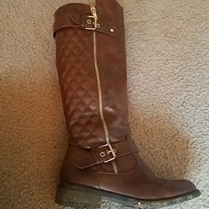 PRICE DROP - Tall Brown Quilted Boots