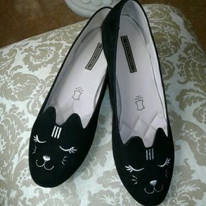 Black Suede Cat Flats