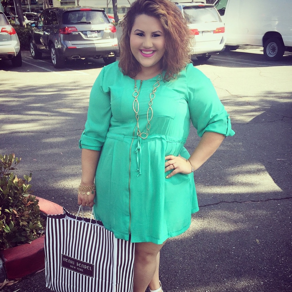 Green zipper dress