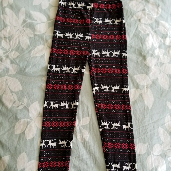 NWOT Poinsettia Deer Winter print leggings - Picture 3 of 4