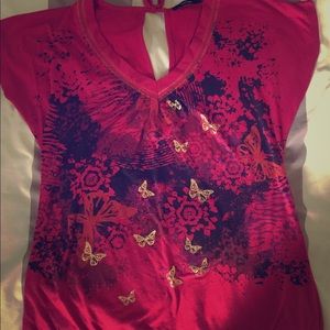 Pink Print T, Open Back