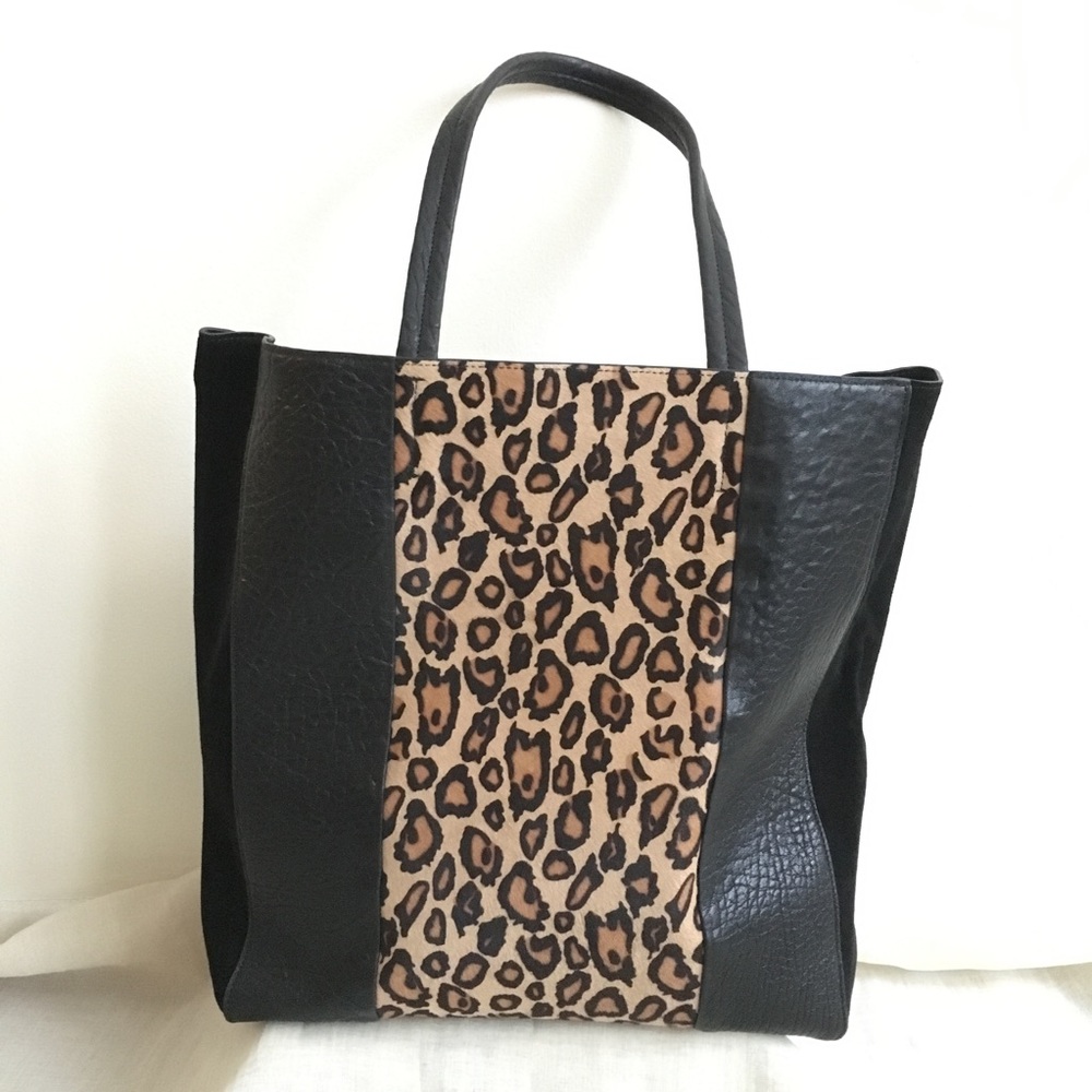 Yosi Samra Leather and Calf-hair Leopard Tote Bag