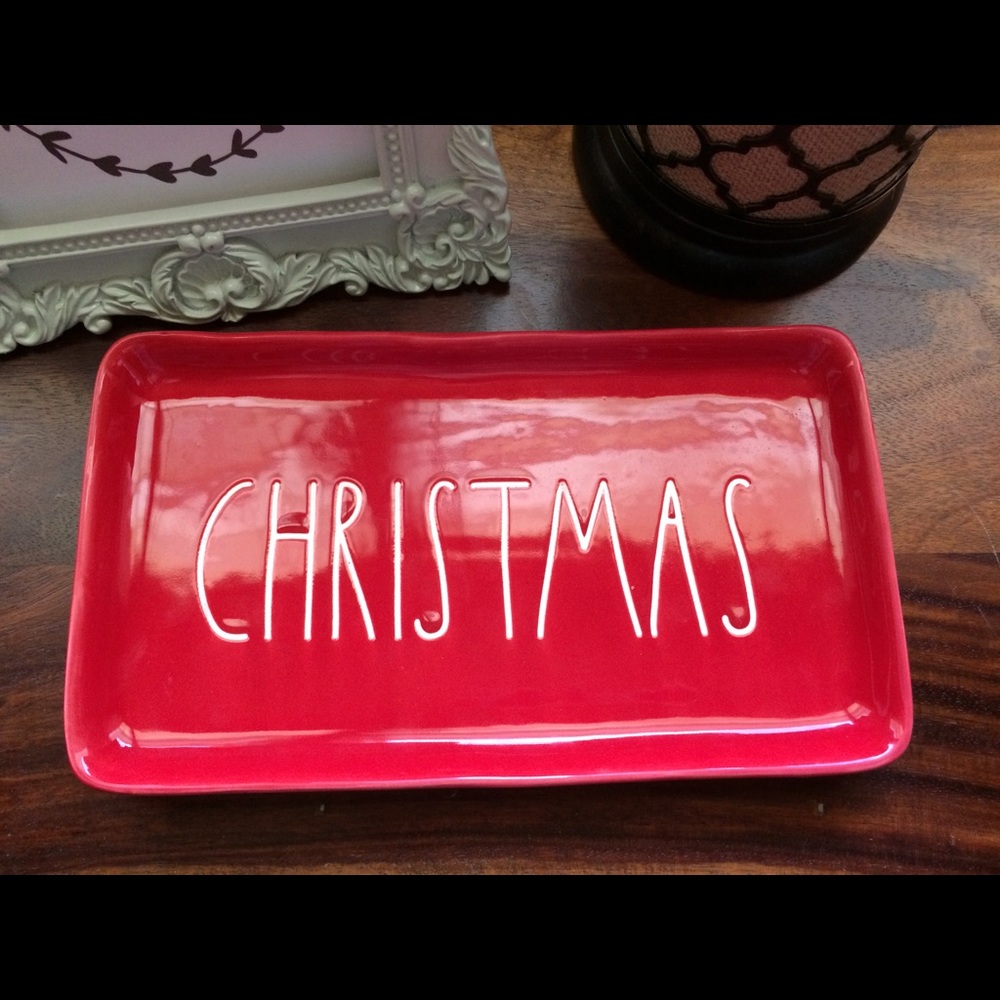 Rae Dunn red Christmas platter
