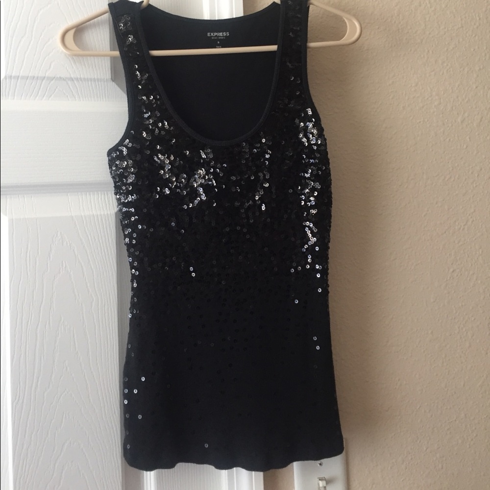Express black sequin tank top (small)