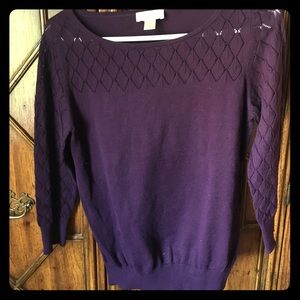 LOFT plum 3/4 length sleeve sweater