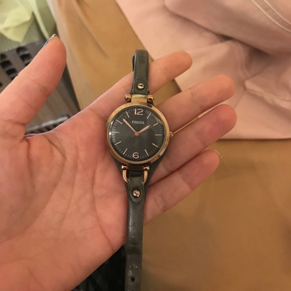 Fossil watch with leather band