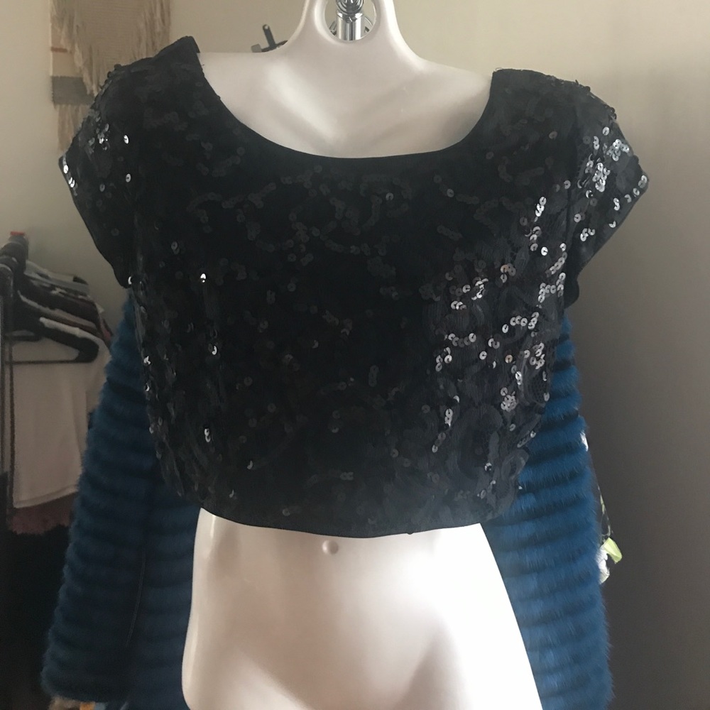 Express sequin crop top