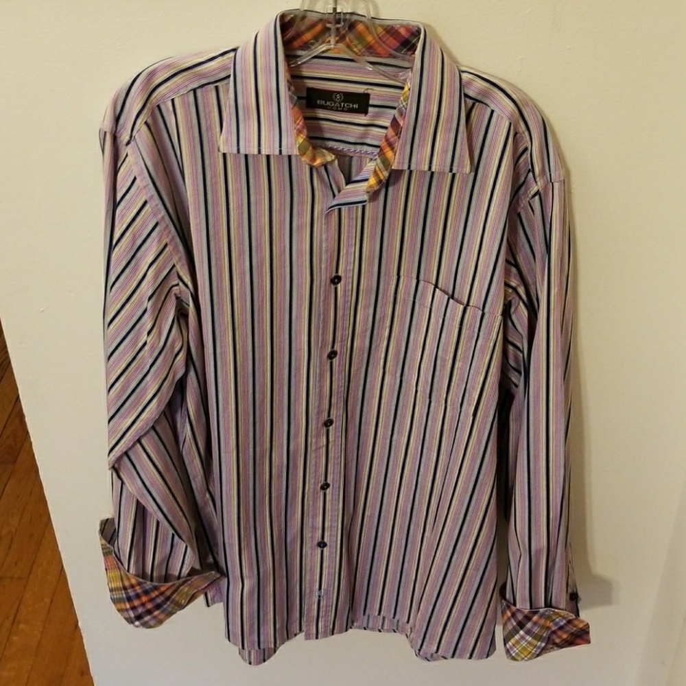 Men's large Bugatchi long sleeve button down shirt