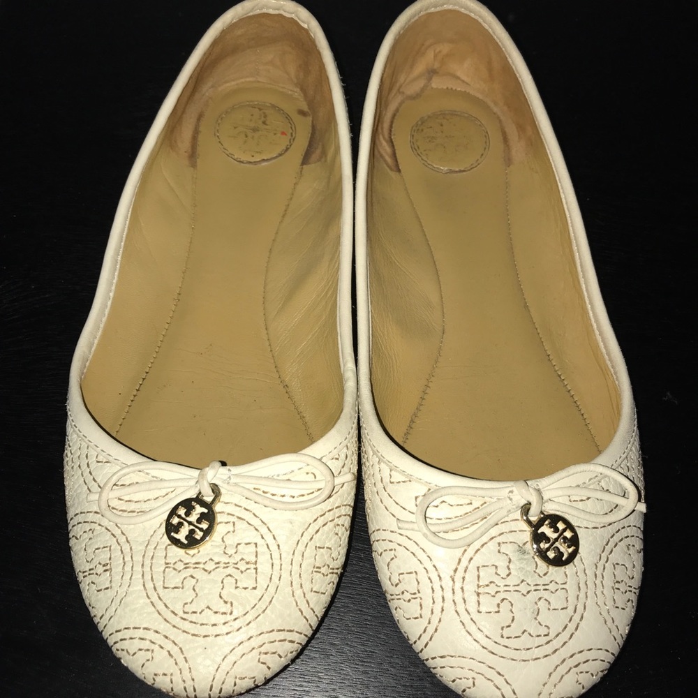 White Tory Burch Flats