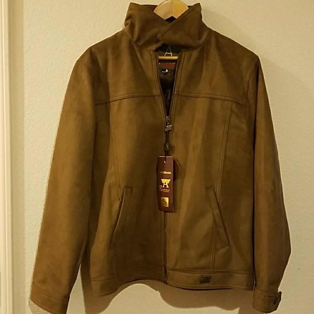 New Light Brown Suede Faux Leather Jacket