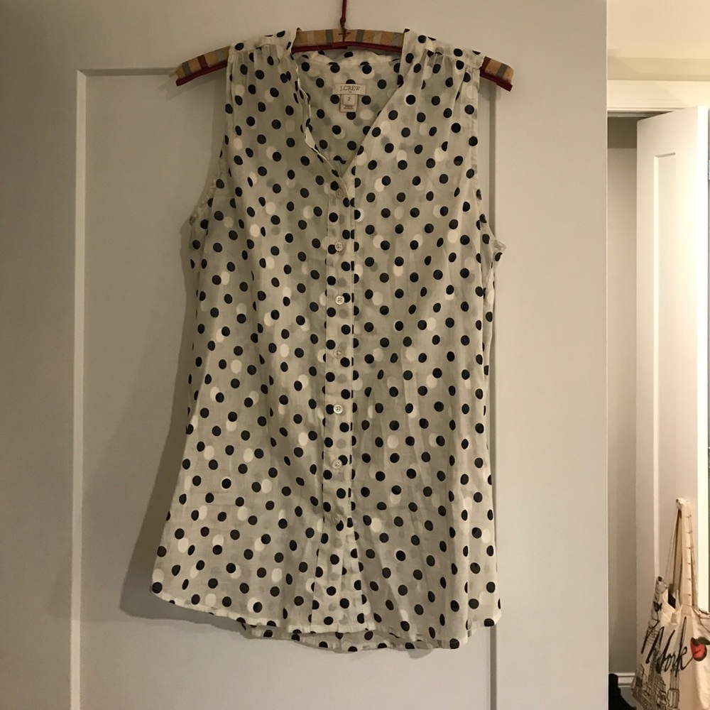 J crew polka dot sleeveless shirt - size 2