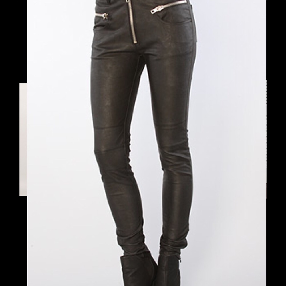 UNIF black faux leather zipper pants Sz.28