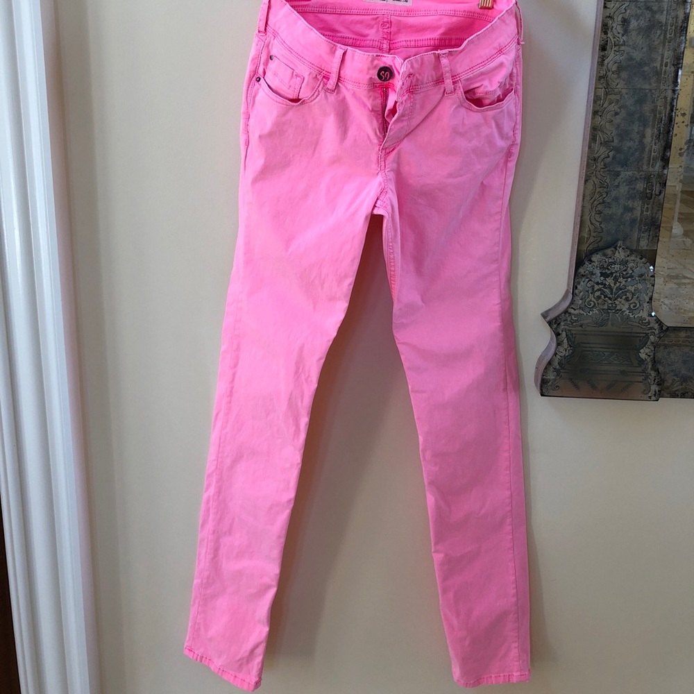 Teddy Smith fluorescent pink pants. Slim fit