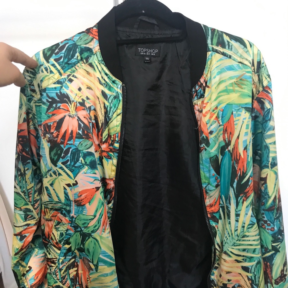 Cool Stylish Tropical Bomber. Light and bright.