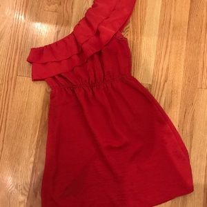 Lovely Day Red One Shoulder Dress