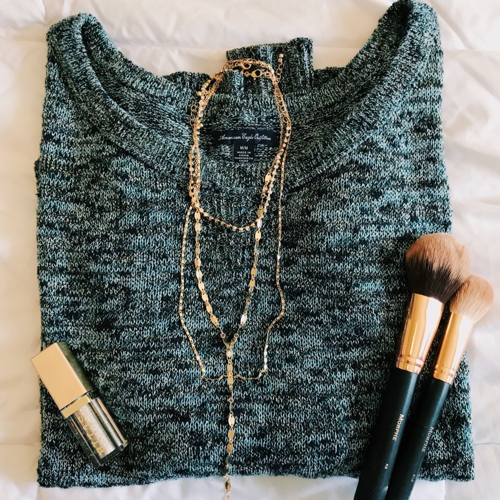 Gold shimmer knit sweater