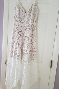 White with nude underlay dress