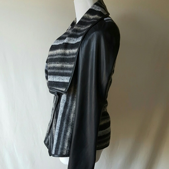 Vakko soft blanket striped faux leather jacket - Picture 3 of 8