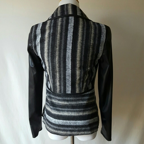 Vakko soft blanket striped faux leather jacket - Picture 4 of 8
