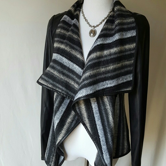 Vakko soft blanket striped faux leather jacket - Picture 5 of 8