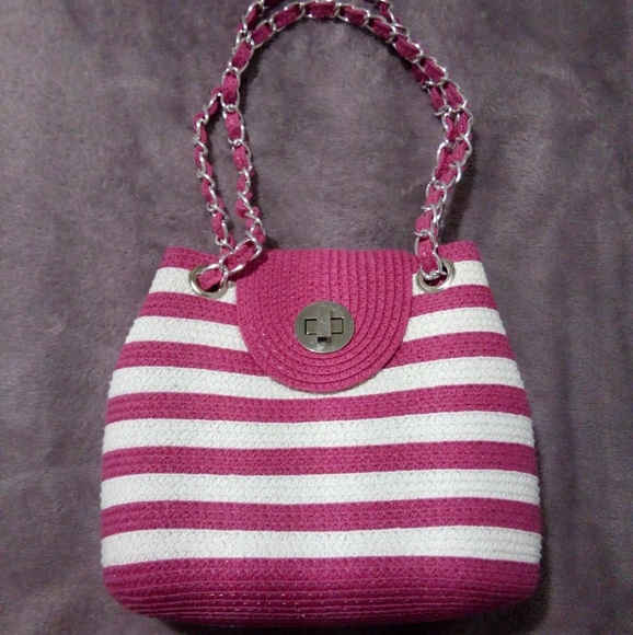 Handbags - Host Pick Pink cream and silver woven bag