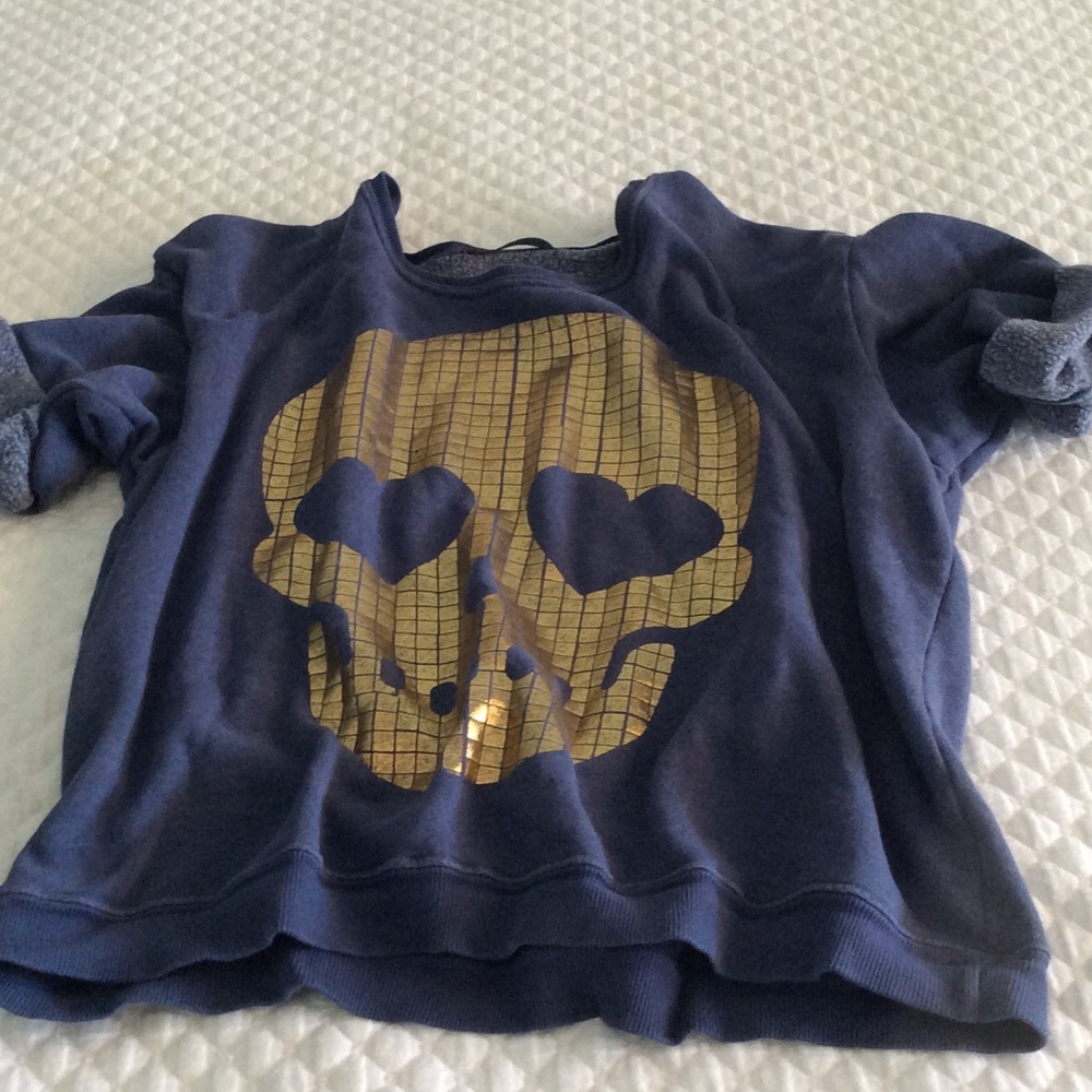 Wild Fox blue sweat shirt w/ gold skull Sz. S