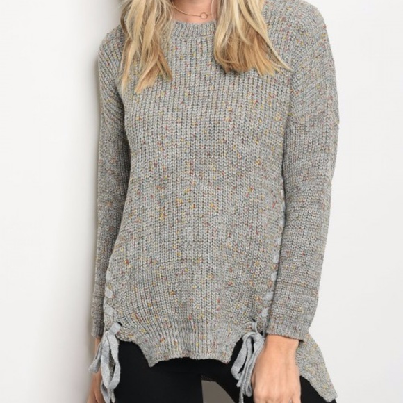 GRAY MULTI KNIT SWEATER - Picture 2 of 3