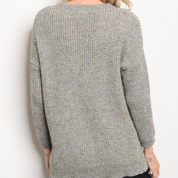 GRAY MULTI KNIT SWEATER - Picture 3 of 3