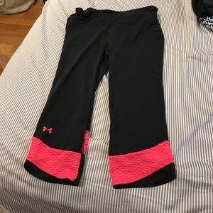 Under armor running spandex pants black and pink