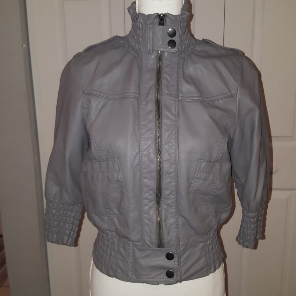 Foe 3/4 sleeves leather jacket