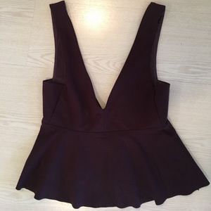 Maroon Peplum Low Cut Urban Outfitters Top