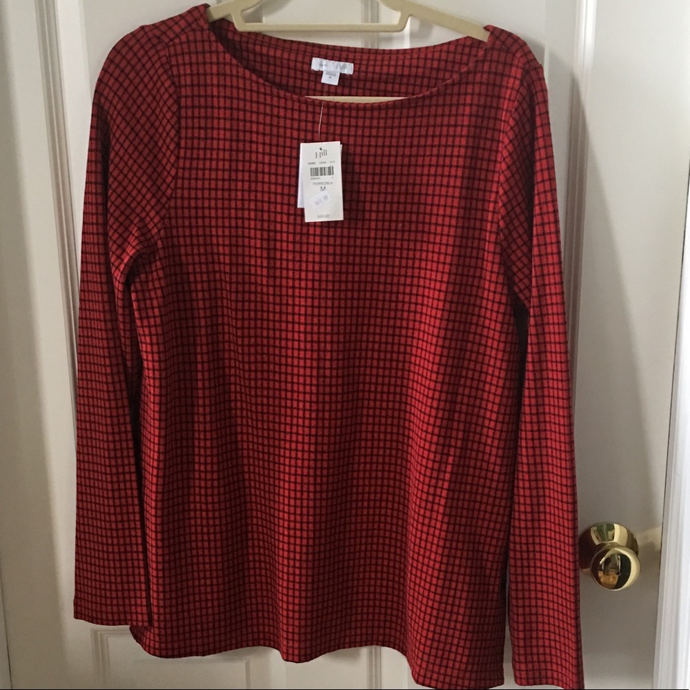 NWT JJill Red and Black Checkered Tunic