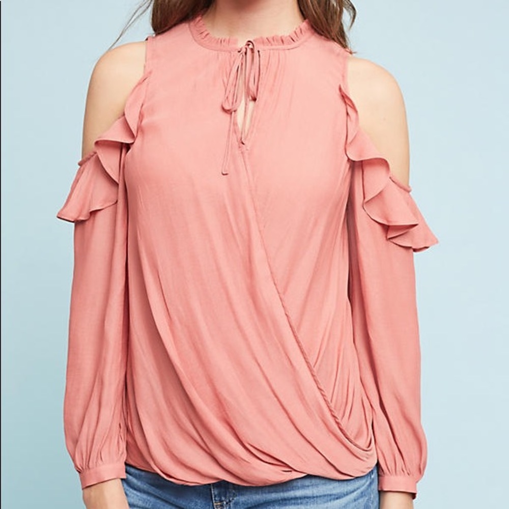 NWT Maeve Liesel Ruffle Open Shoulder Top SP