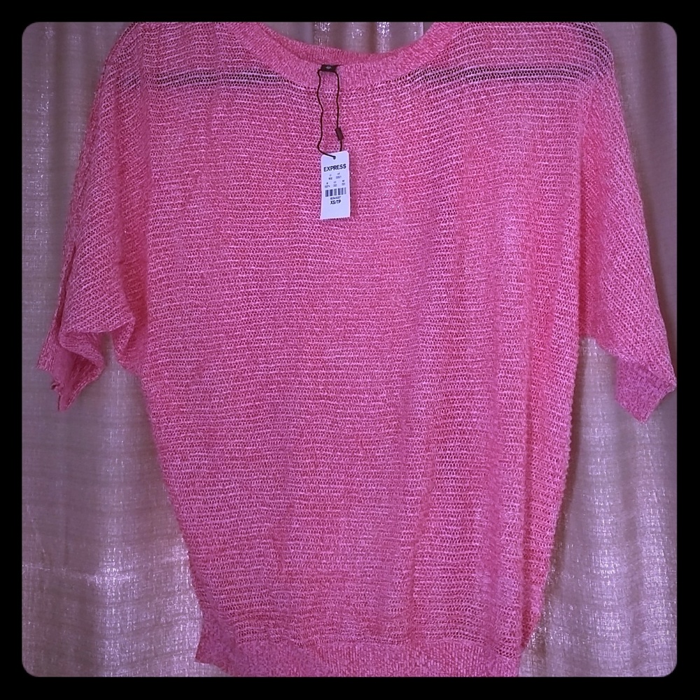 ☀️EXPRESS Lightweight Coral Crochet Sweater sz XS☀