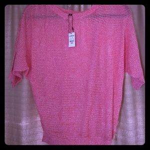 ☀️EXPRESS Lightweight Coral Crochet Sweater sz XS☀