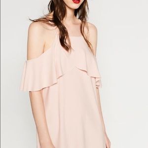 ZARA Off White off-the-shoulder Cut Out Dress