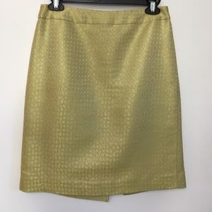 J.Crew gold and green metallic silk skirt