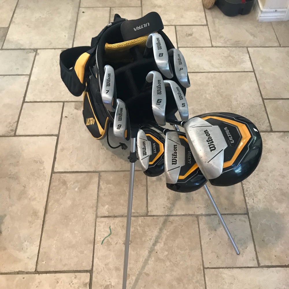 Golf clubs and bag
