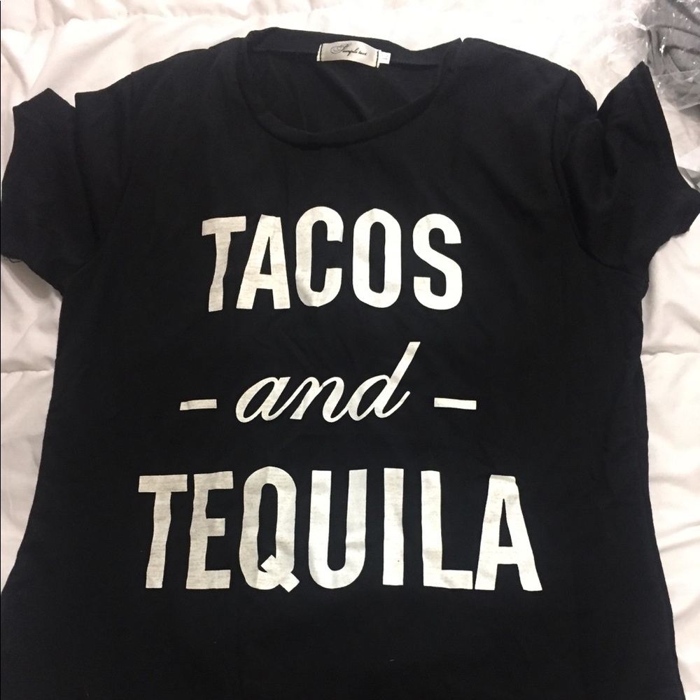 Tacos -and- Tequila Soft Black T-Shirt.  NWB