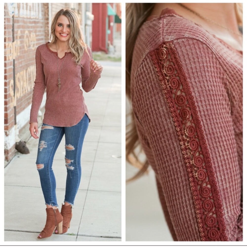 🆕Rust Vintage Waffle Knit Tunic - Picture 2 of 7