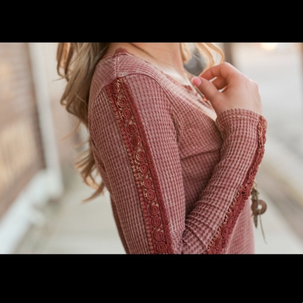 🆕Rust Vintage Waffle Knit Tunic - Picture 4 of 7