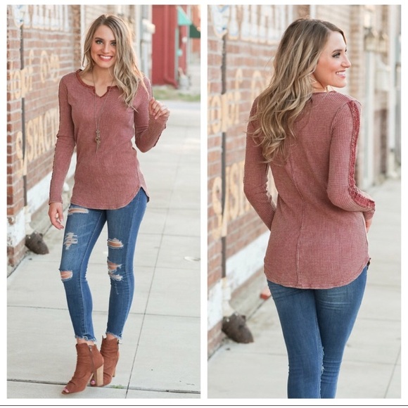 🆕Rust Vintage Waffle Knit Tunic - Picture 3 of 7