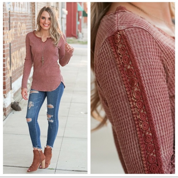 🆕Rust Vintage Waffle Knit Tunic - Picture 2 of 7