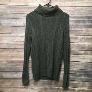 Dark Green Chunky Turtleneck Sweater