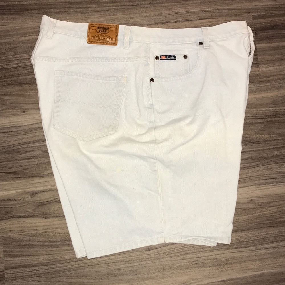 Woman’s Route 66 faded light blue jean shorts